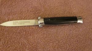 Vintage 21cm Italian Etched OTF DA Black metal button automatic