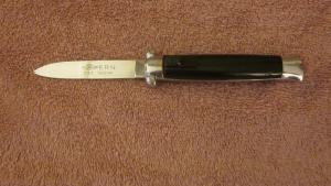 Vintage 21cm Italian Etched OTF DA Black metal button automatic