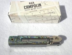 A.G.A. CAMPOLIN 6" BEAUTIFUL ABALONE SHELL SCALES AUTOMATIC LEVER LOCK MANIAGO ITALY