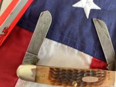 1999 Case xx Stockman w/ Brown Jigged Bone Handles (mdl# ROG6347 D) w/ Damascus Blades -NOS