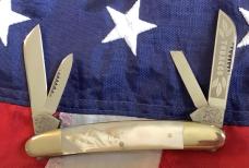 Bulldog Brand Congress Tobacco Blade Etch w/ Flashy Mother of Pearl Handles - NOS