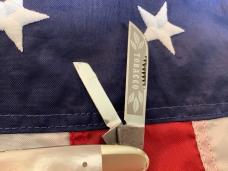 Bulldog Brand Congress Tobacco Blade Etch w/ Flashy Mother of Pearl Handles - NOS