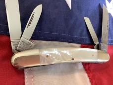 Bulldog Brand Congress Tobacco Blade Etch w/ Flashy Mother of Pearl Handles - NOS