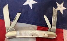 Bulldog Brand Congress Tobacco Blade Etch w/ Flashy Mother of Pearl Handles - NOS