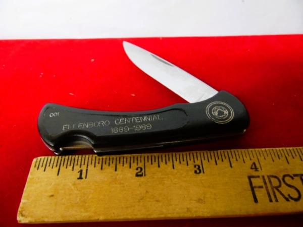 1989 VINTAGE AD KNIFE FOR THE 100 YEAR CELEBRATION OF ELLENBORO NC 001 OF 100 MADE