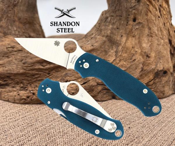 Spyderco Para 3 CPM-SPY27 Satin Blade Blue G-10 Handles Paramilitary C223GPCBL