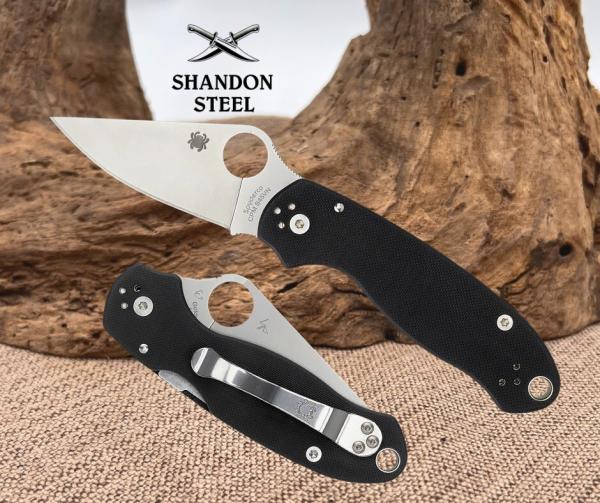 Spyderco Para 3 CPM S45VN Stonewashed Plain Edge Black G10 Paramilitary 3 C223GP