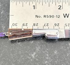 Rare Miniature Keychain Vendetta Corsa Switchblade Knife From Italy, Nice Stag, Unused