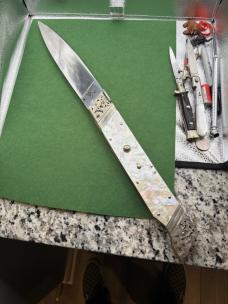 21” Renzo Pascotto Slant Bolster Display Knife in MOP