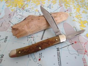 VTG ULSTER KNIFE USA 2 Blade Serpentine JIGGED BONE Jack Knife