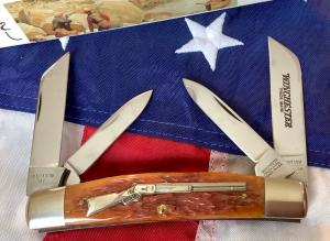 1997 Winchester Large Congress Mdl 49113 12 Riffle Series Super Bone Handles w XL Rifle Shield