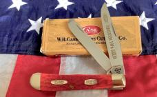 Case xx 1996 Transition Trapper Knife (Mdl# R6254 SS) Bright Red Bone Handles + 2;Shields -NOS