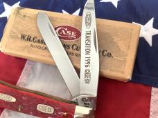 Case xx 1996 Transition Trapper Knife (Mdl# R6254 SS) Bright Red Bone Handles + 2;Shields -NOS