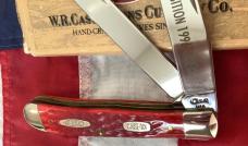 Case xx 1996 Transition Trapper Knife (Mdl# R6254 SS) Bright Red Bone Handles + 2;Shields -NOS