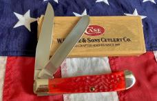 Case xx 1996 Transition Trapper Knife (Mdl# R6254 SS) Bright Red Bone Handles + 2;Shields -NOS
