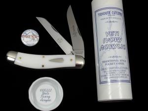 Great Eastern Cutlery GEC Yeti Ivory Acrylic Bayou Trapper Knife 1 of 488 NIT Made in USA 888222