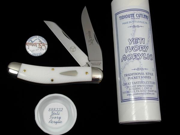 Great Eastern Cutlery GEC Yeti Ivory Acrylic Bayou Trapper Knife 1 of 488 NIT Made in USA 888222