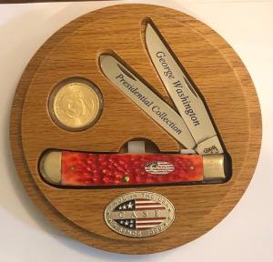 New In Display Case George Washington Trapper And Dollar Coin