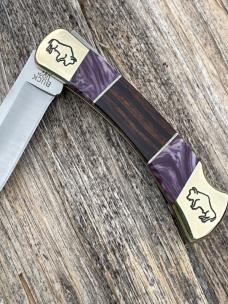 BUCK 110 ** BRIAN YELLOWHORSE CUSTOM DESERT IRONWOOD PURPLE SPINY OYSTER BUFFALO ENGRAVED