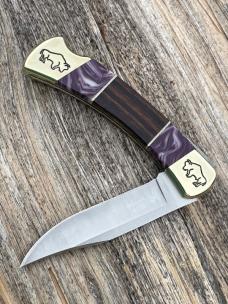 BUCK 110 ** BRIAN YELLOWHORSE CUSTOM DESERT IRONWOOD PURPLE SPINY OYSTER BUFFALO ENGRAVED