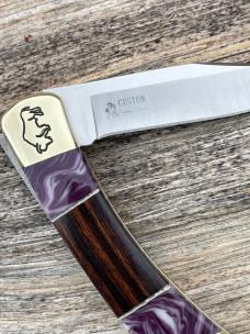 BUCK 110 ** BRIAN YELLOWHORSE CUSTOM DESERT IRONWOOD PURPLE SPINY OYSTER BUFFALO ENGRAVED