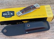 BUCK 110 ** B YELLOWHORSE LOGO ENGRAVED DESERT IRONWOOD SEMI PRECIOUS STONES ONE EACH SIDE