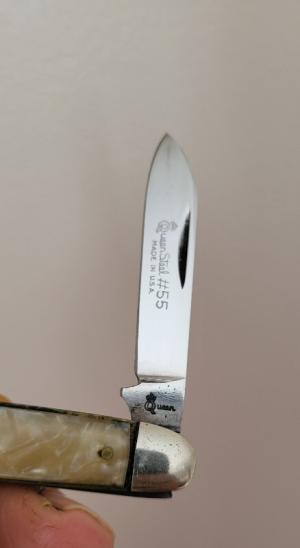 Queen USA 55 Half Congress Knife  Celluloid Handles