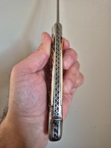 5 1/2 " Big Custom Made Bird's Head Bolster Knife, Very Nice Stag handle 