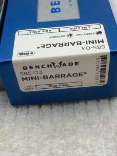 Benchmade 585-03 Mini Barrage Manual Axis Assist Open w Integrated Safety NIB
