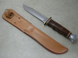 Kabar 1207 USA Stacked Leather Fixed Blade Sheath Knife