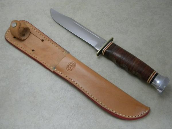 Kabar 1207 USA Stacked Leather Fixed Blade Sheath Knife