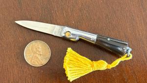 Rare Miniature Keychain Vendetta Corsa Switchblade Knife From Italy Nice Horn Unused