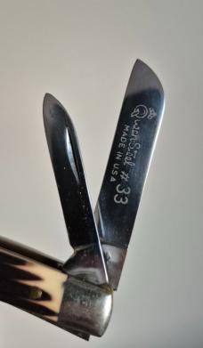  3 3/8" Queen Steel #33 USA Congress Knife, Imitation Winterbottom Bone, Q76