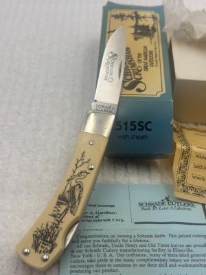 Schrade Scrimshaw  USA 1994 Ltd Ed 1232  1500 Great American Outdoor Series