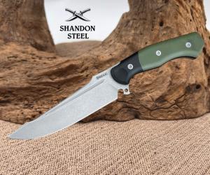 Begg Knives Alligator Green & Black G10 14C28N Fixed Blade Knife w/ Sheath 050