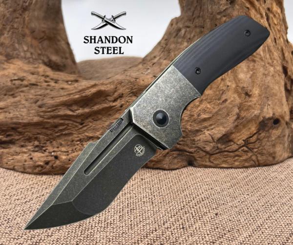 Begg Knives One Bolster Lock Blackout Folding Knife Black Stonewash Finish VG-10 Begg Knives One Bolster Lock Blackout Folding Knife Black Stonewash Finish VG-10