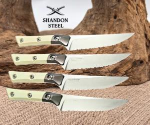Microtech Steak 4 Piece Set Ivory G-10 Handle w Stonewash M390MK 3600B-12SETIV