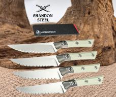 Microtech Steak 4 Piece Set Ivory G-10 Handle w/ Stonewash M390MK 3600B-12SETIV