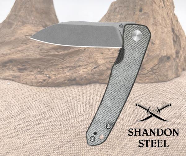 QSP Knife Otter Linerlock Denim Micarta Folding 14C28N Steel Pocket Knife 140F1