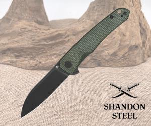 QSP Knife Otter Linerlock Green Micarta Folding Black 14C28N Pocket Knife 140E2