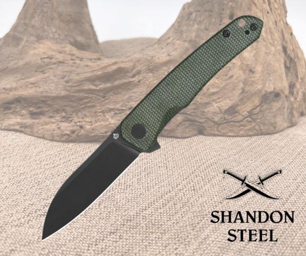 QSP Knife Otter Linerlock Green Micarta Folding Black 14C28N Pocket Knife 140E2 QSP Knife Otter Linerlock Green Micarta Folding Black 14C28N Pocket Knife 140E2