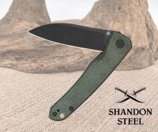 QSP Knife Otter Linerlock Green Micarta Folding Black 14C28N Pocket Knife 140E2
