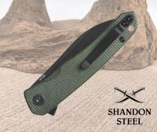 QSP Knife Otter Linerlock Green Micarta Folding Black 14C28N Pocket Knife 140E2
