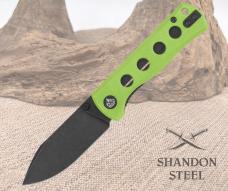 QSP Knife Canary Linerlock Neon Green G10 Folding Black 14C28N Knife 150C2