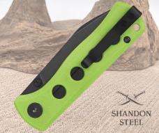 QSP Knife Canary Linerlock Neon Green G10 Folding Black 14C28N Knife 150C2