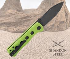 QSP Knife Canary Linerlock Neon Green G10 Folding Black 14C28N Knife 150C2