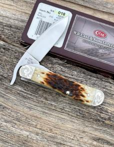 CASE XX ** SFO 2013 ANTIQUE BONE SCROLLED & NUMBERED DROP POINT RUSSLOCK