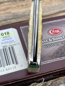 CASE XX ** SFO 2013 ANTIQUE BONE SCROLLED & NUMBERED DROP POINT RUSSLOCK