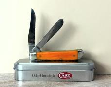 2020 CASEXX HALLOWEEN PARSIMMON ORANGE BONE MINI TRAPPER (6207) IN ORIGANL TIN