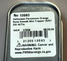 2020 CASEXX HALLOWEEN PARSIMMON ORANGE BONE MINI TRAPPER (6207) IN ORIGANL TIN
